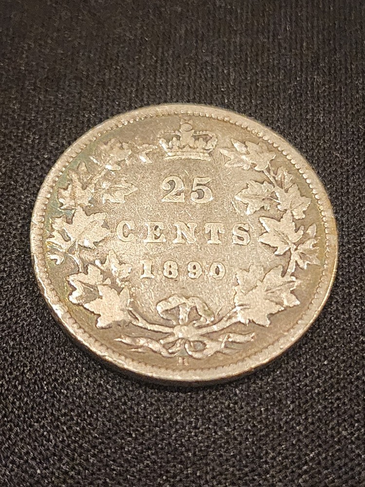 1890H Canada 25 Cents Silver Coin