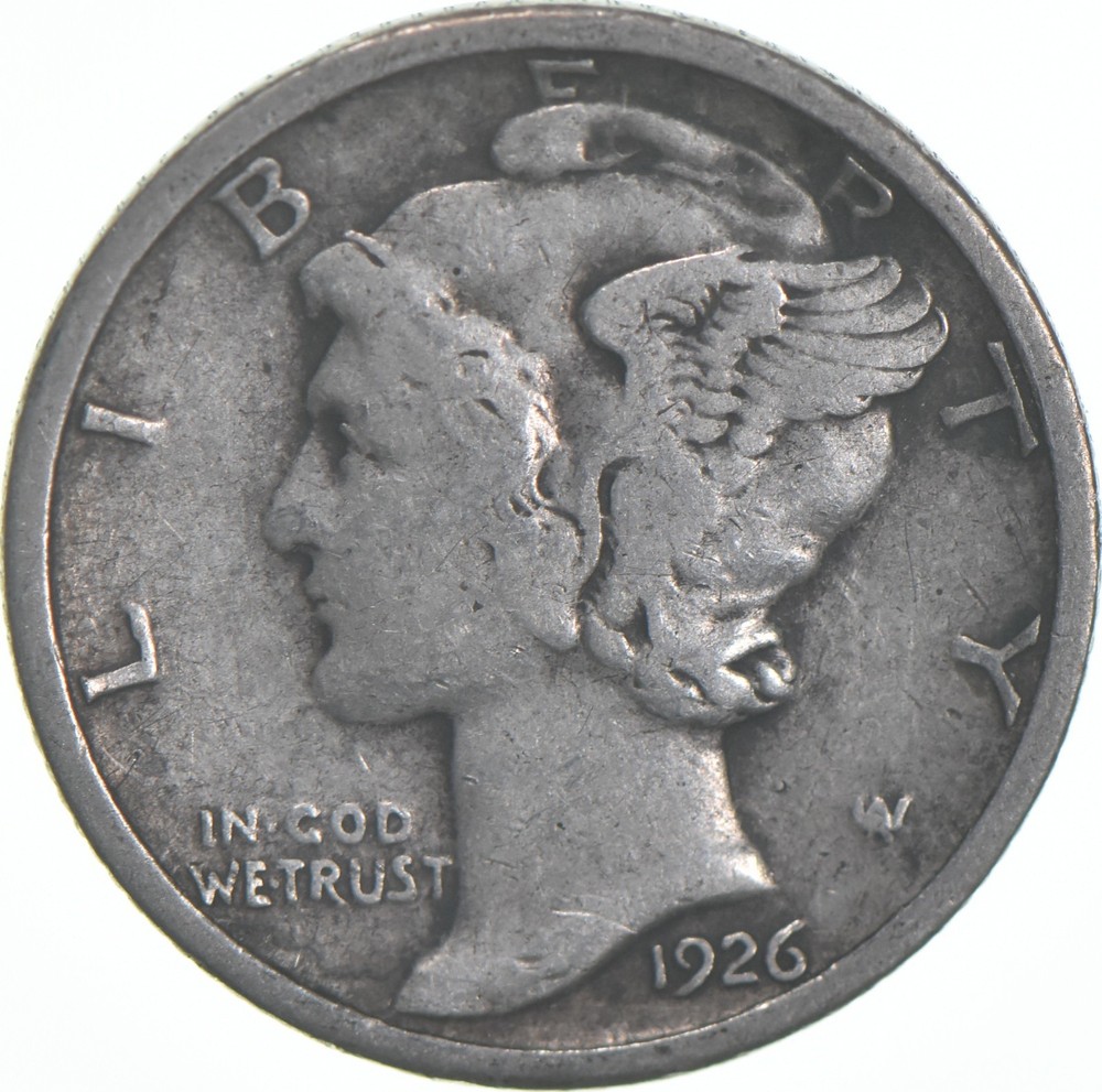 VG+ 1926 Mercury 90% Silver Dime