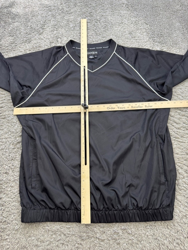 FootJoy Jacket Men Large Black V Neck Performance Golf Windbreaker Pullover Coat