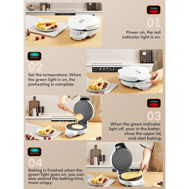 Non-Stick Waffle Cone Maker Adjustable Temperature Double-Sided Efficient Baking