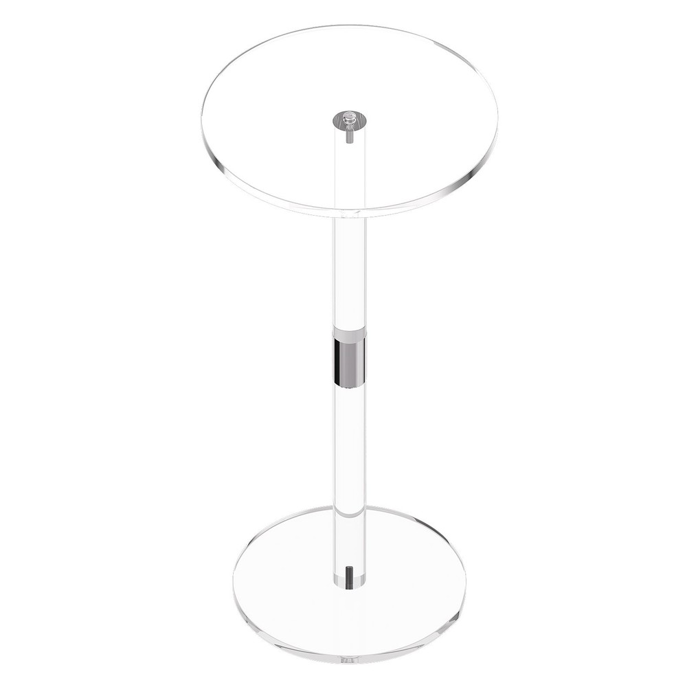 Acrylic Drink Table, Clear End Table Round Top with Solid Post, Modern Acrylic C