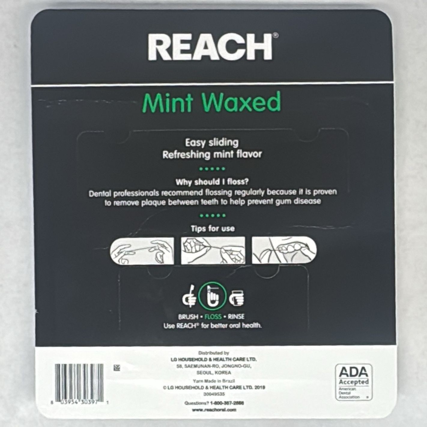 Johnson & Johnson Reach Mint Waxed Dental Floss Pack Total 500yd 5 pack