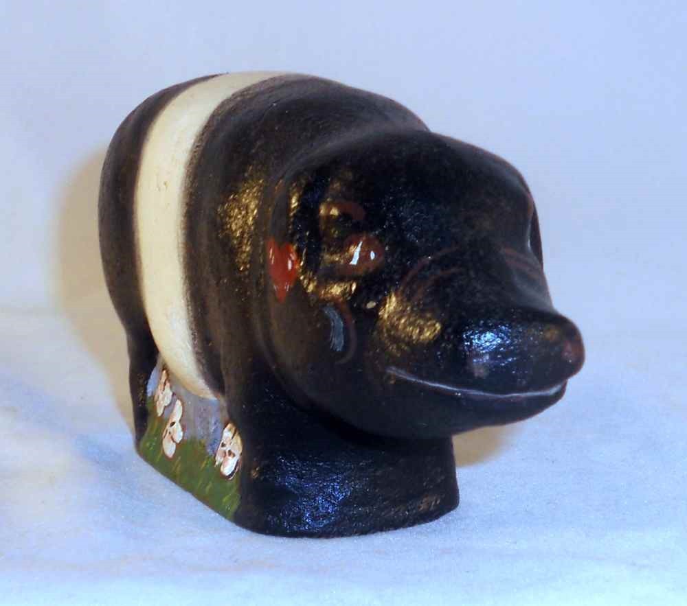 Late 1900s Polychrome Painted Composition Folk Art Pig Standing By J Dierwechter