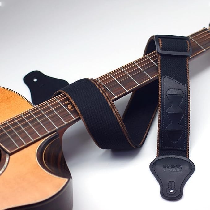 ROTOPATA Guitar Strap, Adjustable Cotton Straps with Medium, Black