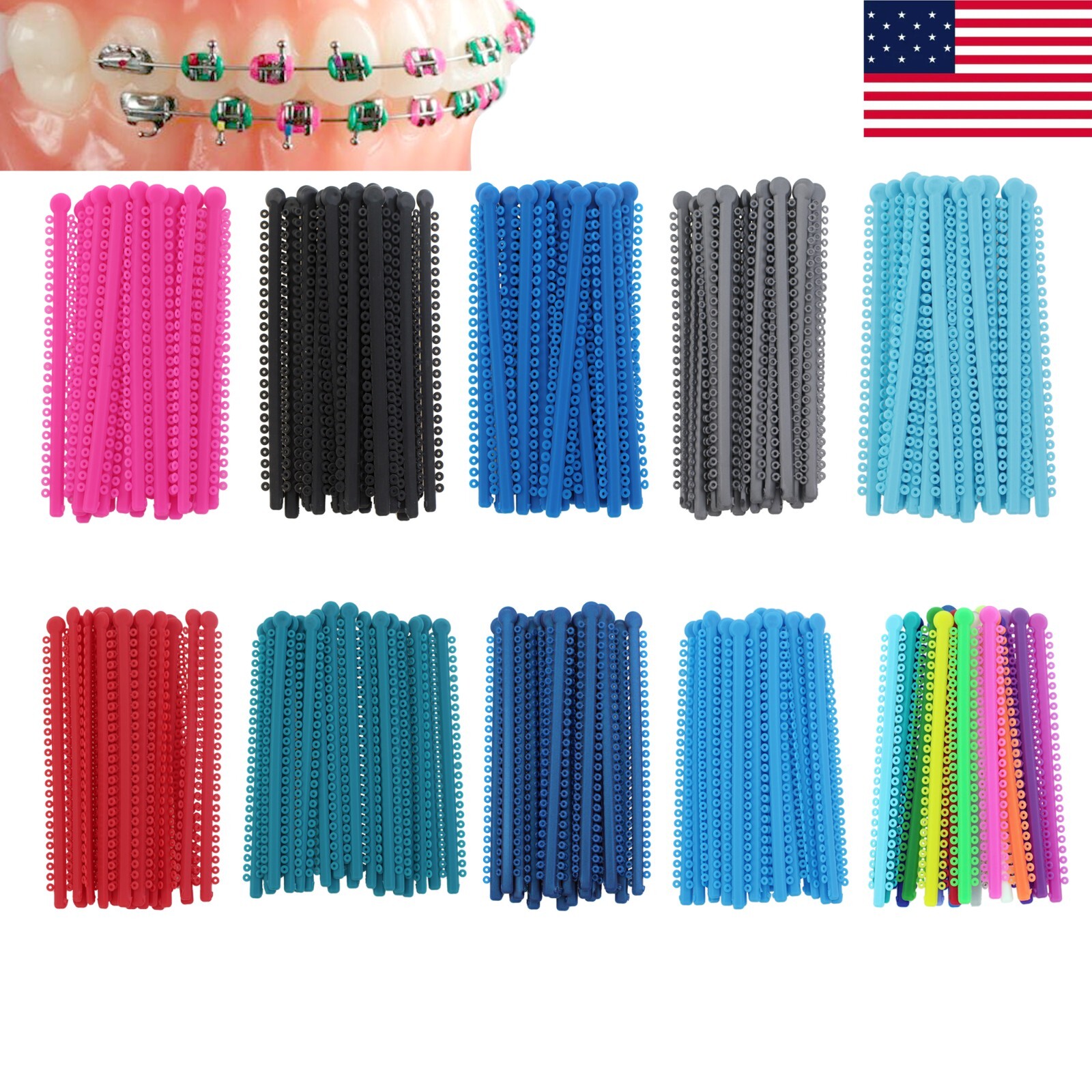 1000pc Dental Orthodontic Ligature Tie Ligas De Ortodoncia Elastic Rubber Braces