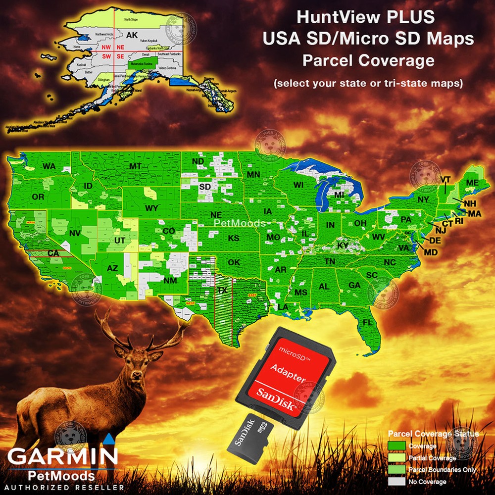 Garmin HuntView PLUS Map OKLAHOMA - MicroSD Birdseye Satellite Imagery 24K Hunt
