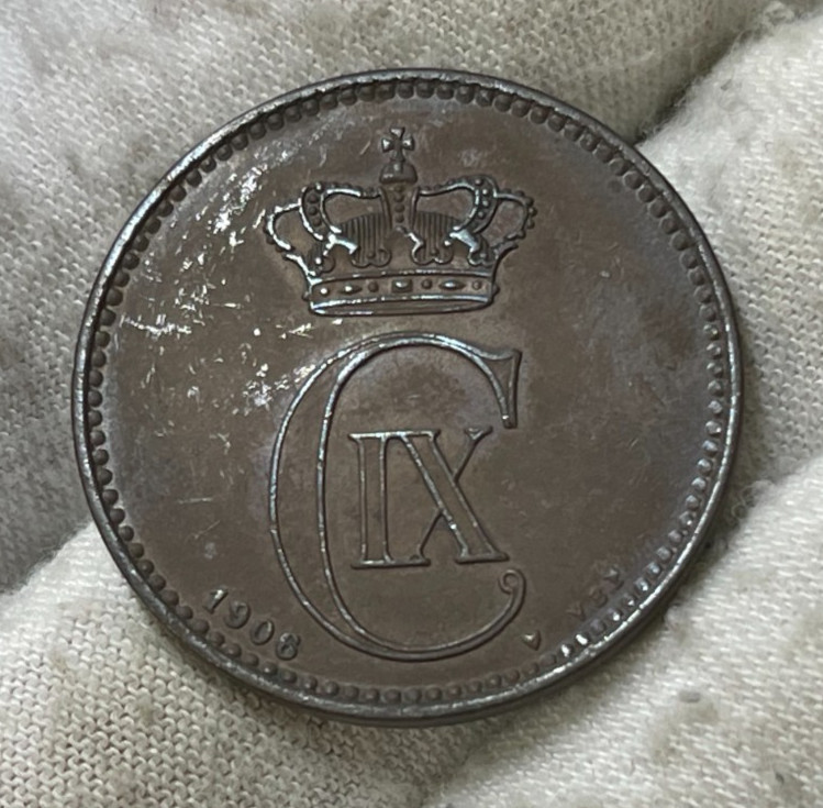 1906 Denmark 5 Ore Coin Great Condition