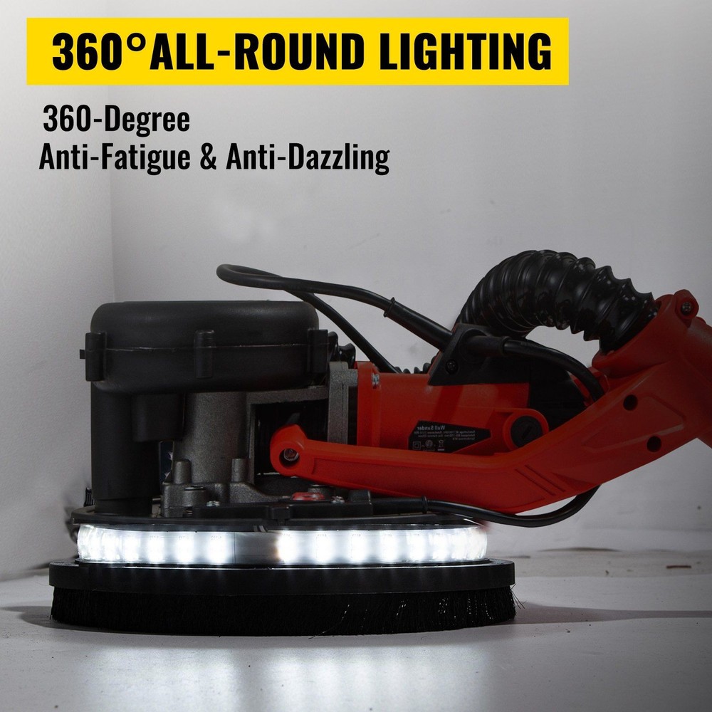 Variable Speed Drywall Sander 850W w/ Telescoping Handle LED Light & Vacuum Bag