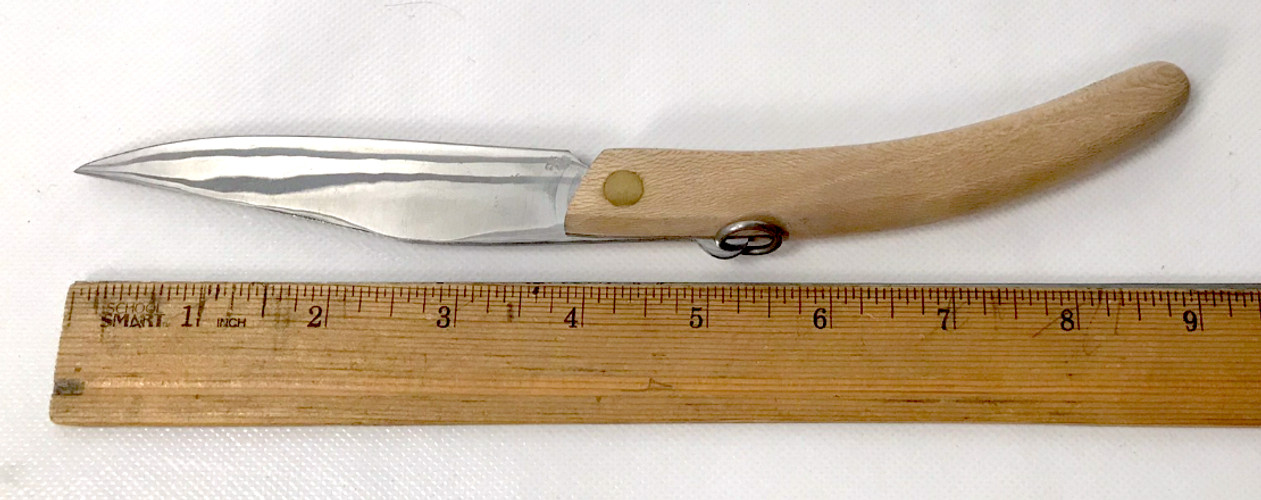 Friction Folding Knife with Wood Handle and Ring