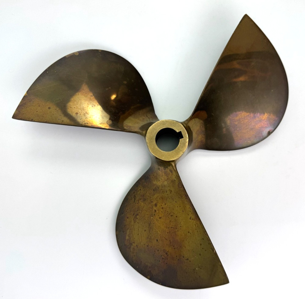 3 Blade Vintage Solid Brass Boat Propeller Good Condition