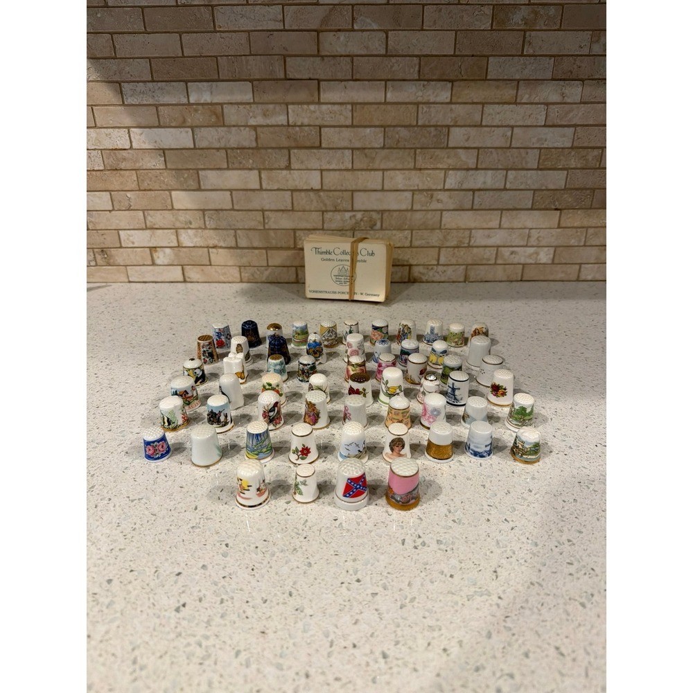Sewing Thimble Hand Painted Porcelain bundle