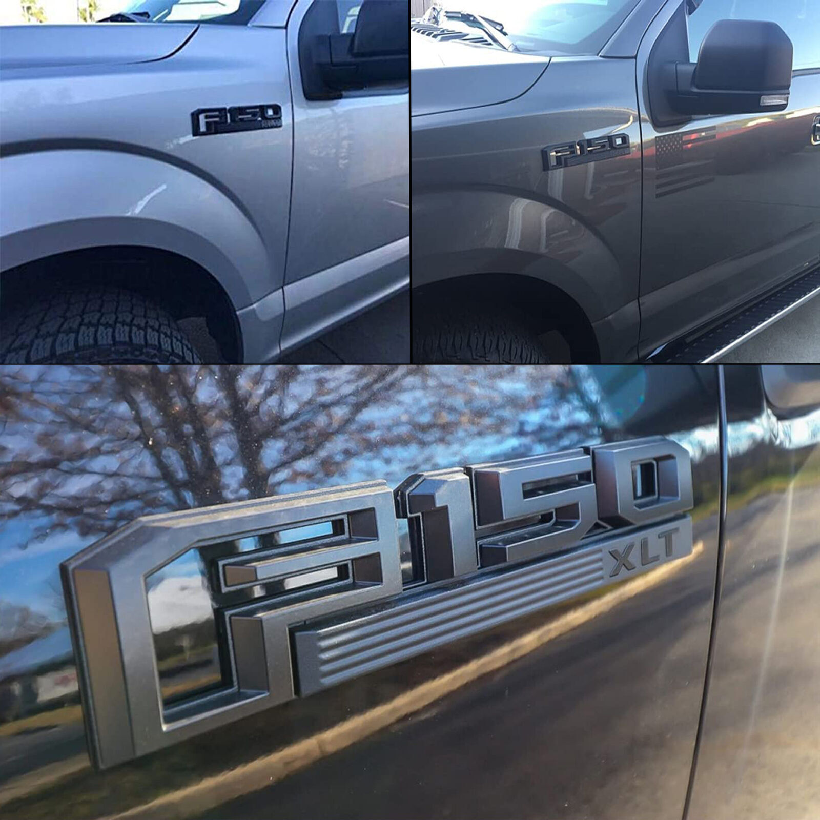2PCS Fender Side Emblem Fit For F150 XLT Emblem Matte Black 15-20 Truck Badge US