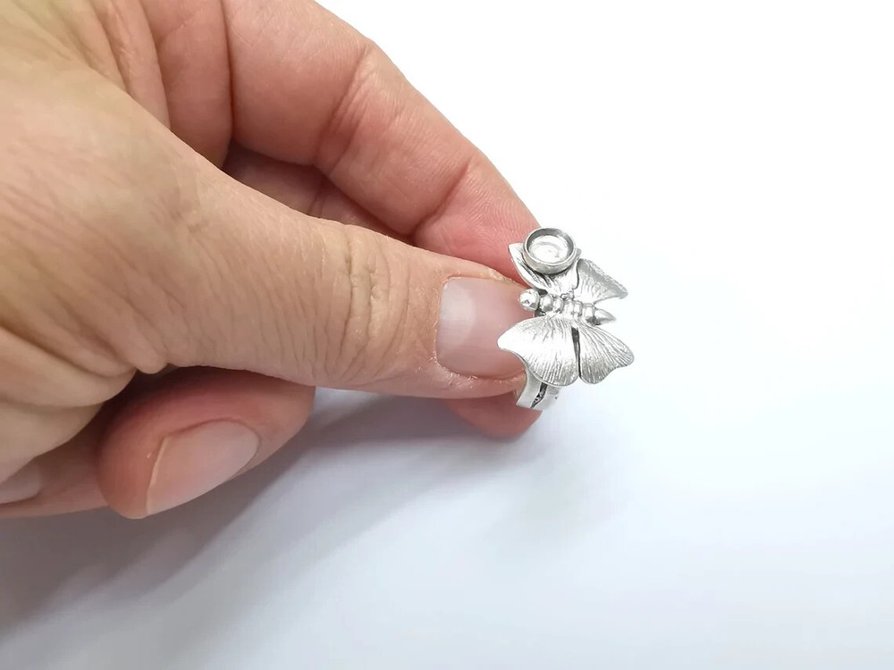Butterfly Ring Blank Setting Cabochon Mounting Adjustable Resin Ring Base Bezels