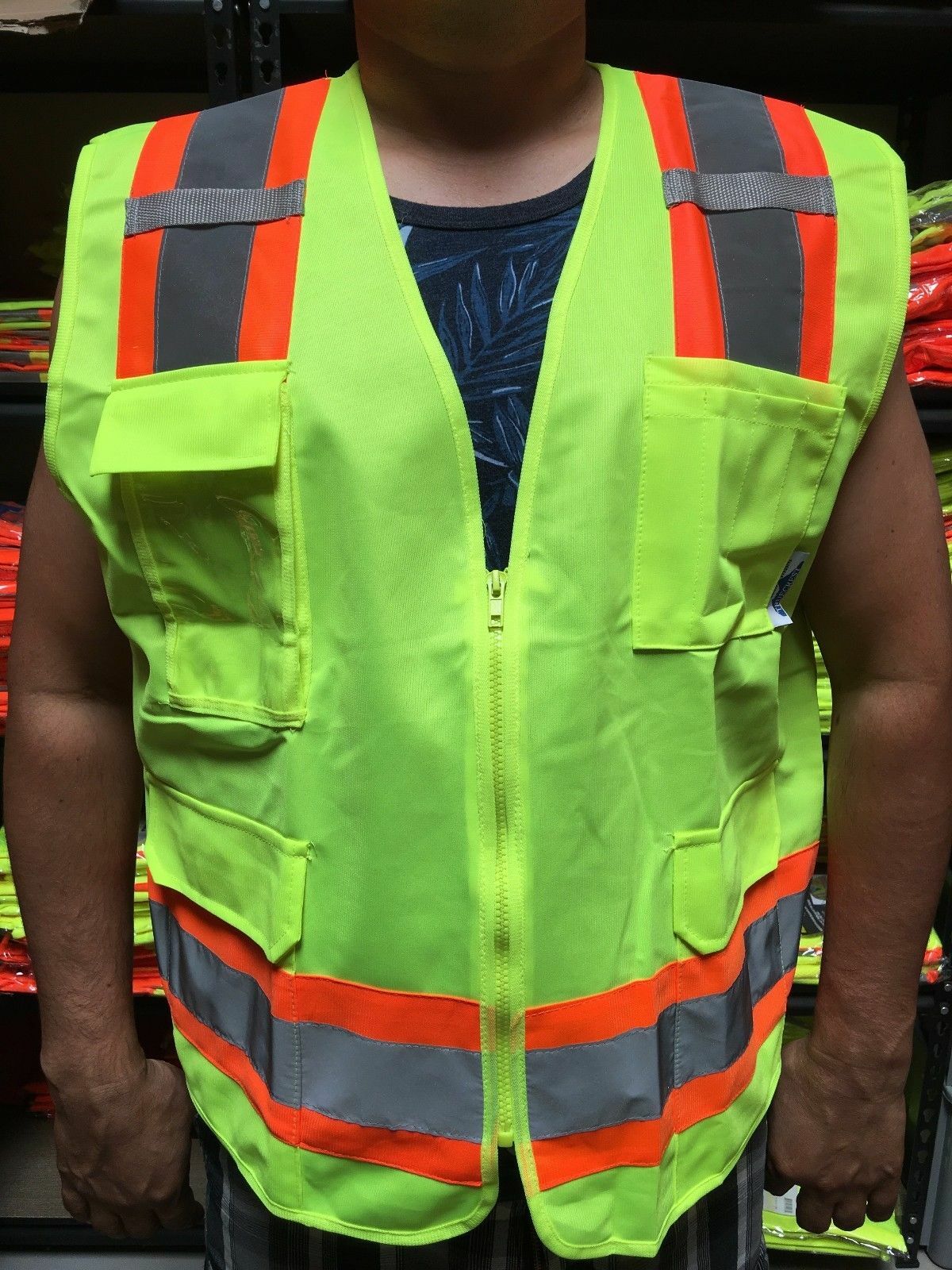 Surveyor Solid Lime Two Tones Safety Vest , ANSI/ ISEA 107-2015