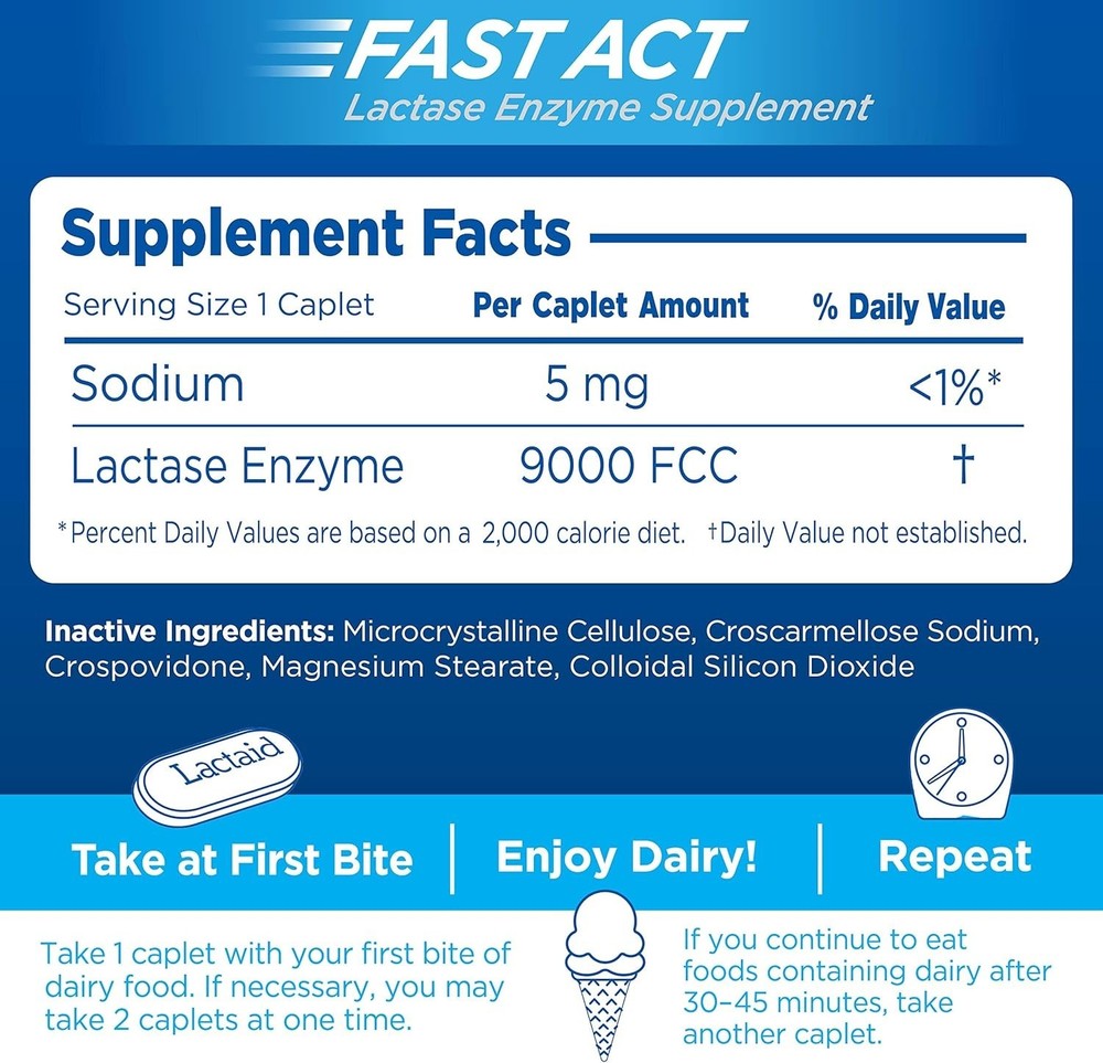 Lactaid Fast Act Lactose Intolerance Relief Caplets 12 CT, 2-Pack