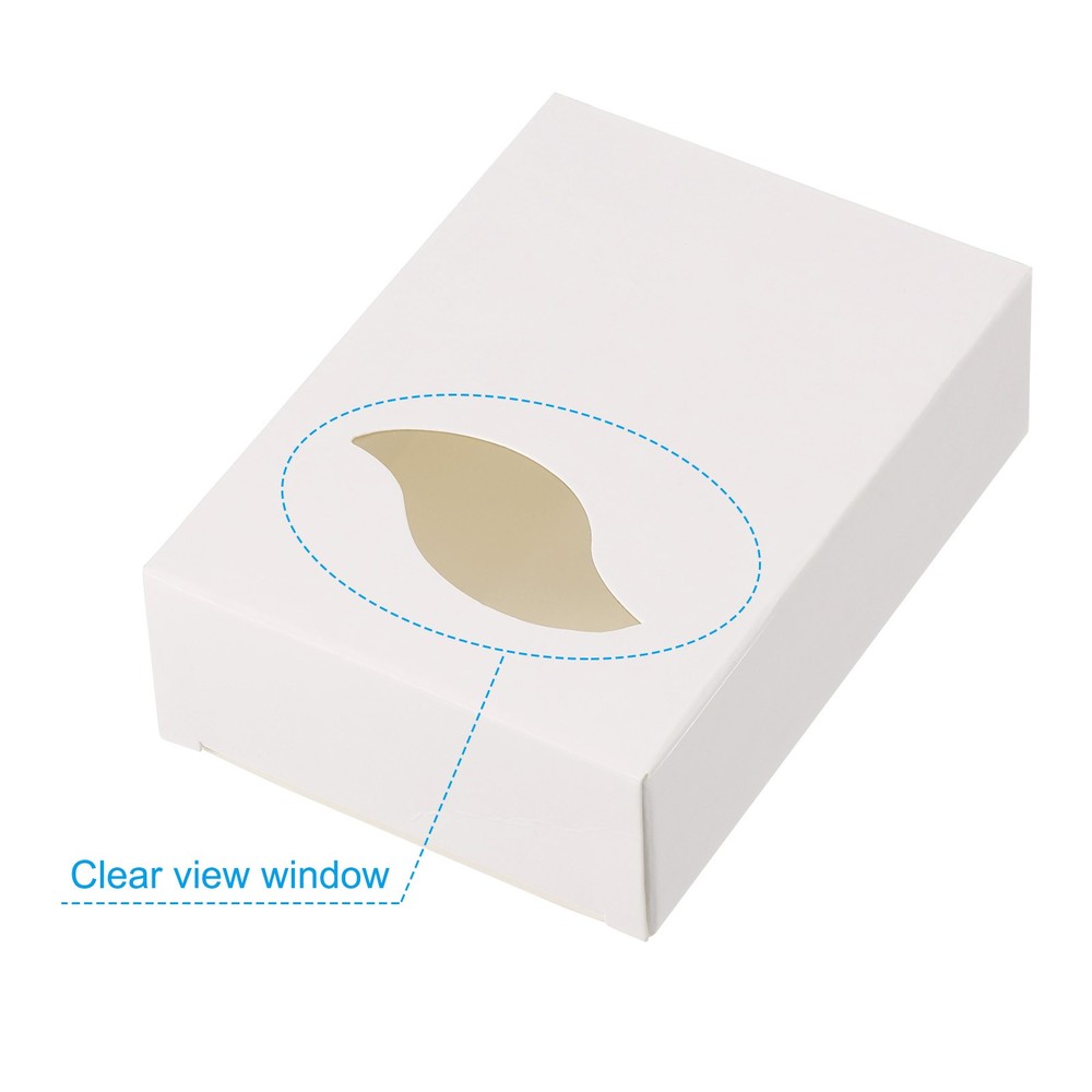 4"x3"x1" Paper Soap Box with Window, 30 Pack Soap Boxes Leaf, White