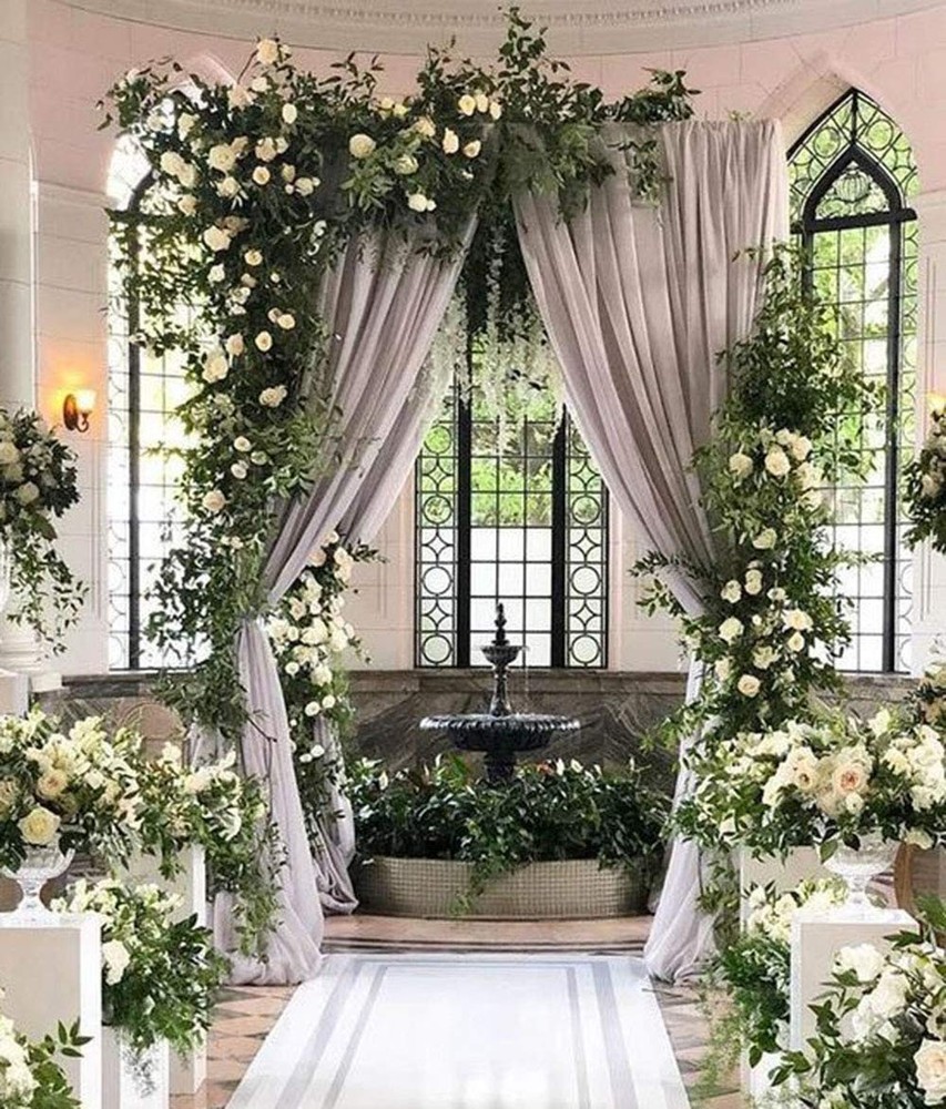 2 Panels 5x10ft Grey Polyester Backdrop Curtains, Drapes, Wedding, Party, Stage