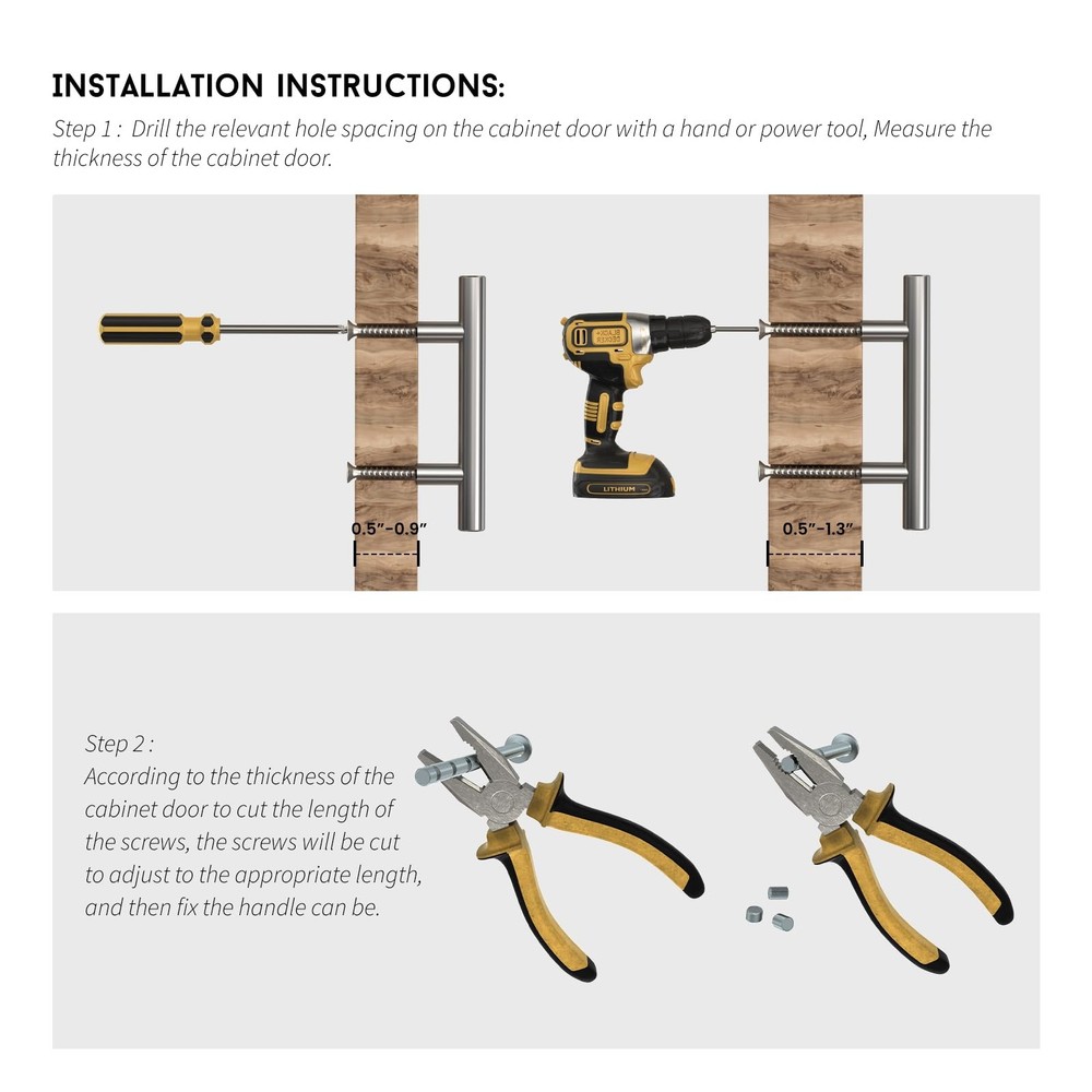 Cabinet Handles Kitchen Drawer Pulls and Knobs, 10Pack Gold 5inch Hole Center...