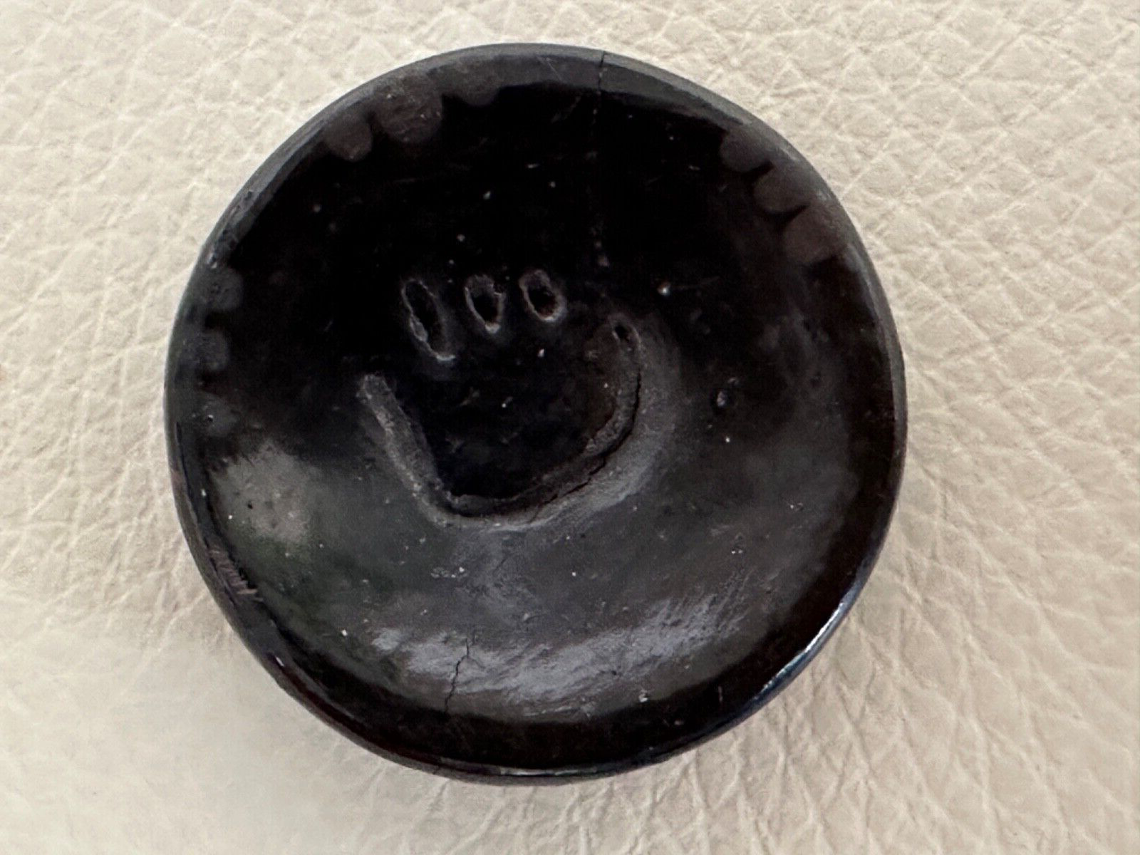 LINDA JO'POVI ASKAN VINTAGE Santa Clara Miniature Black Pottery 1" TRAY