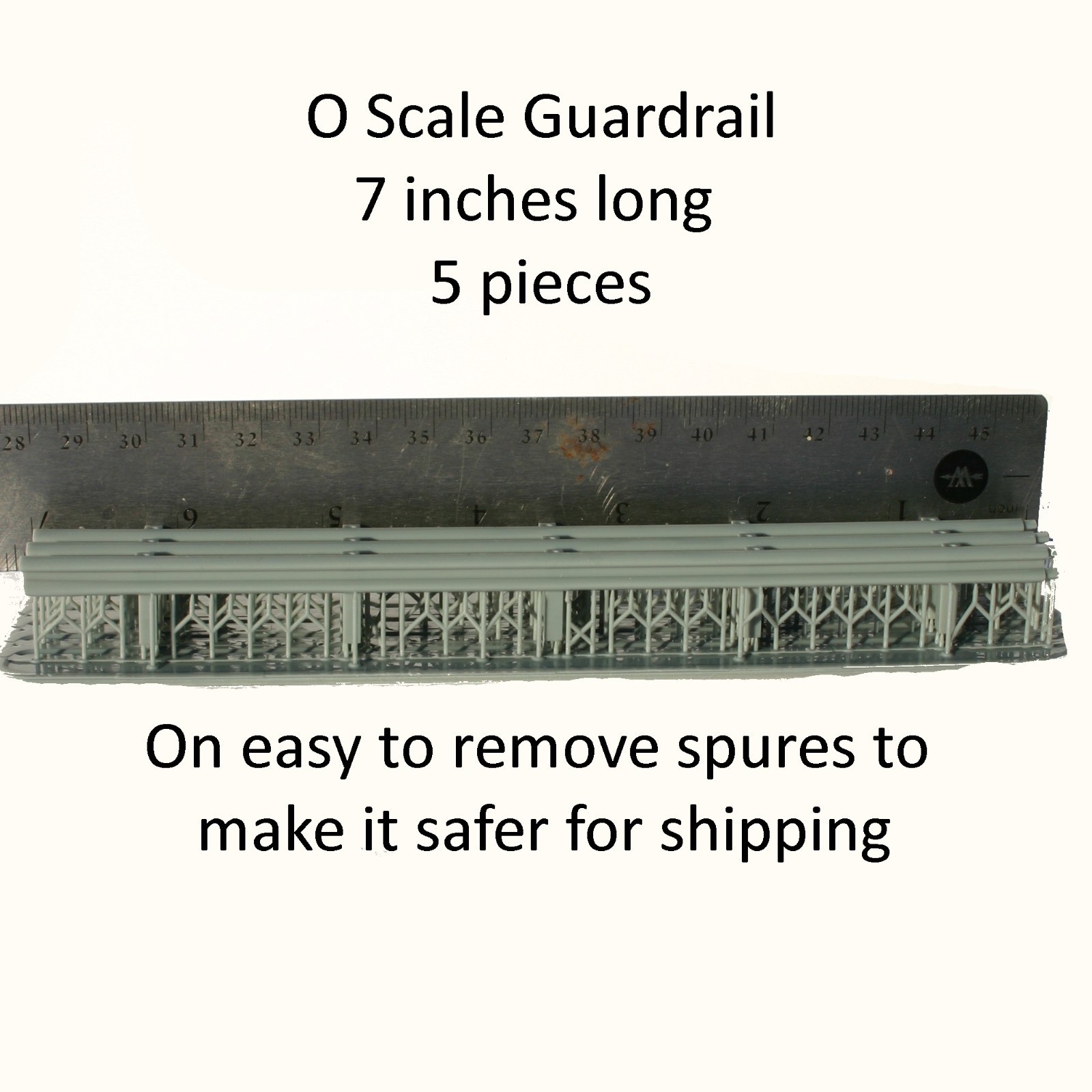 O Scale Road Guardrail 35 inches, Easy to Install (New Longer design)
