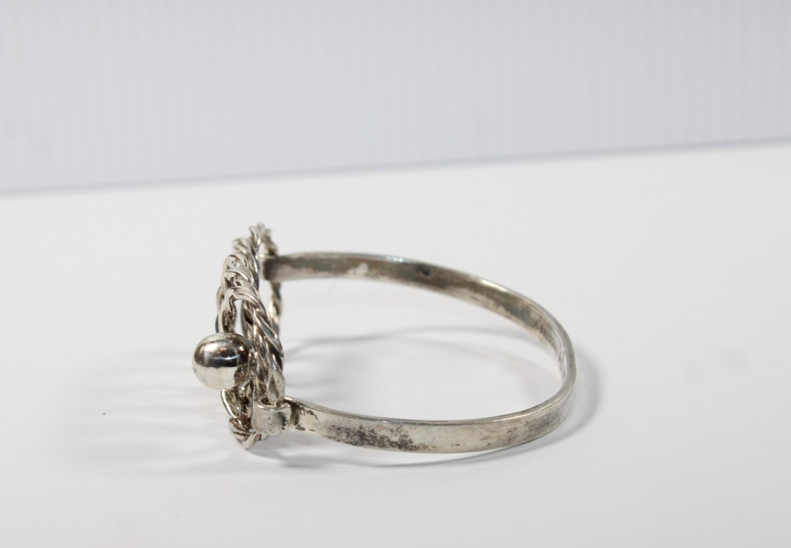 F. Balladares Taxco Sterling Silver Modernist Cuff Bracelet Signed 7" #0478