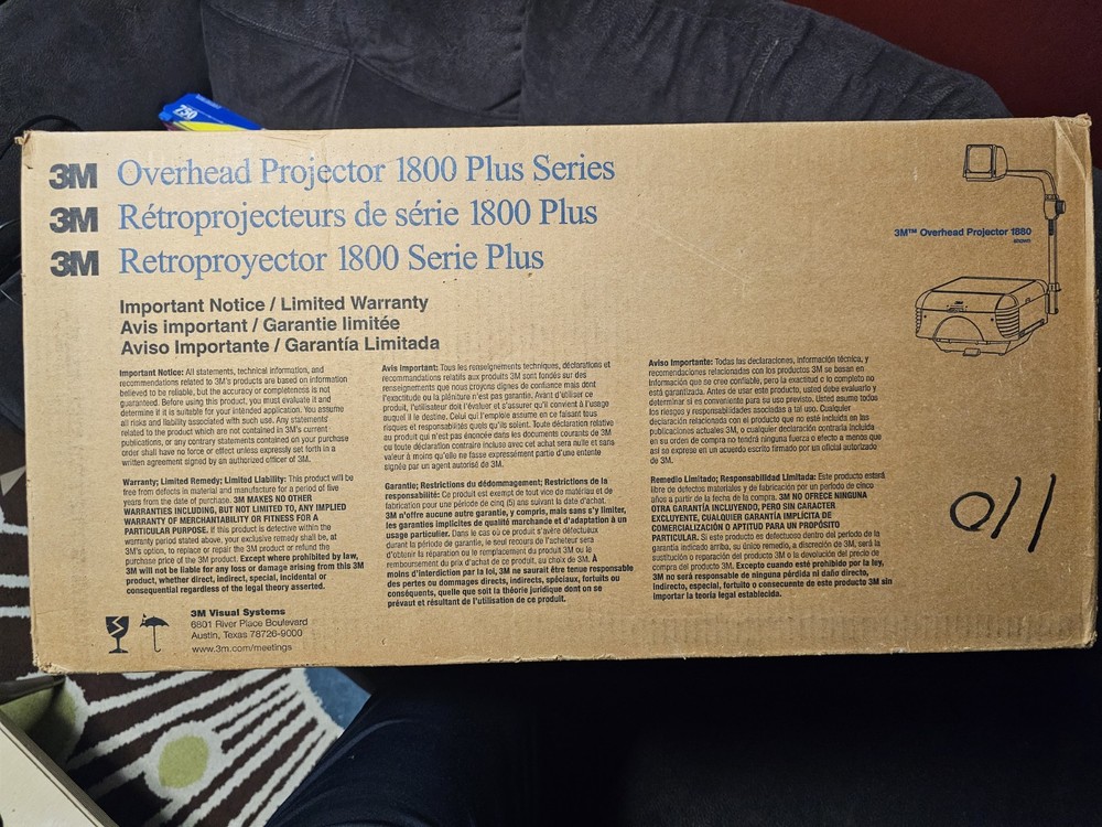 3M 1800 Overhead Projector Model 1880 - Open Box, Untested