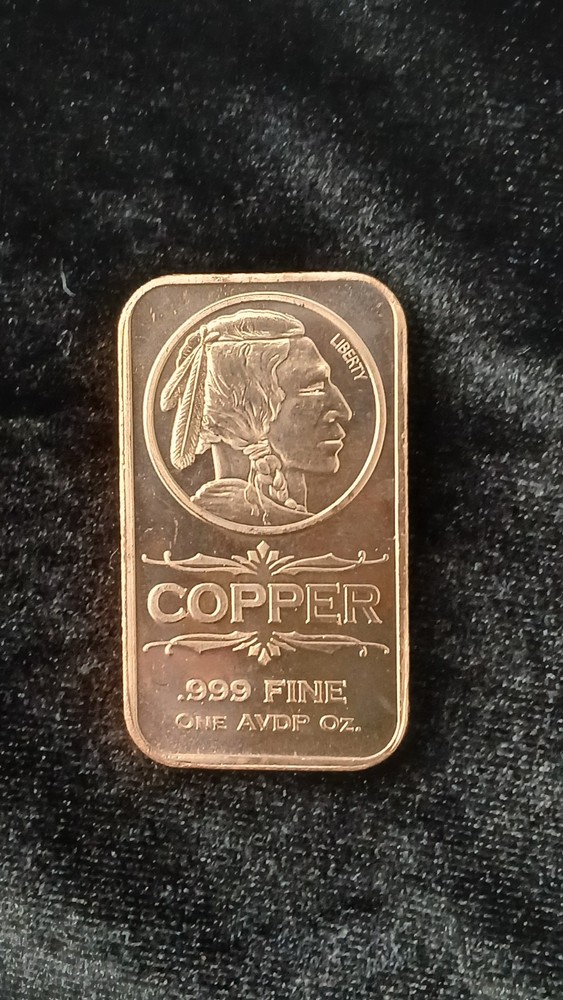 1oz .999 Fine Copper Buffalo Bar