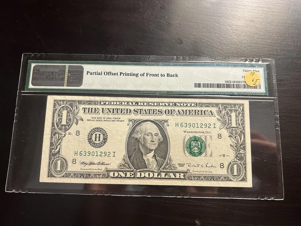 Fr. 1922 1995 $1 Federal Reserve Error Note *Offset Printing Error PMG VF 35