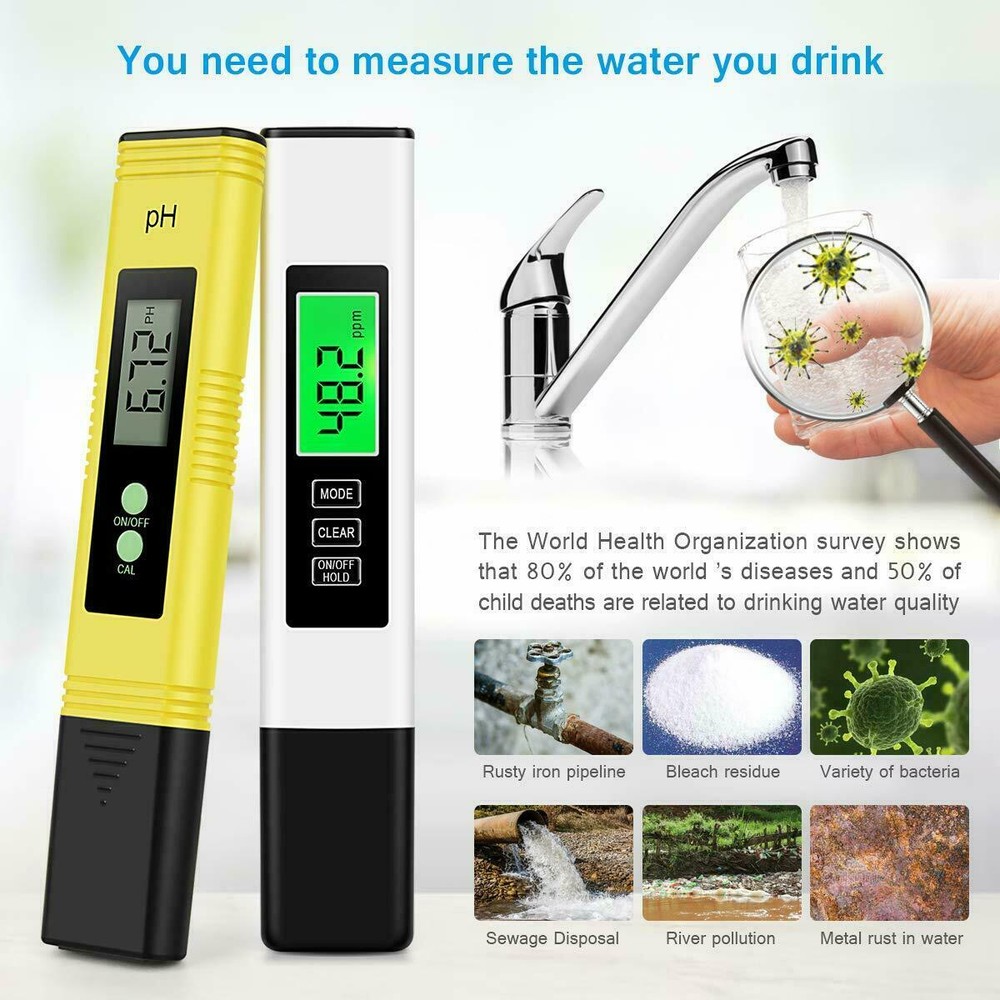 Water pH Meter&TDS/EC/Temperature Tester for Drinking Water,Aquarium,Hydroponic