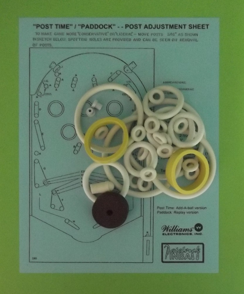 1969 Williams Post Time / Paddock Pinball Machine Rubber Ring Kit