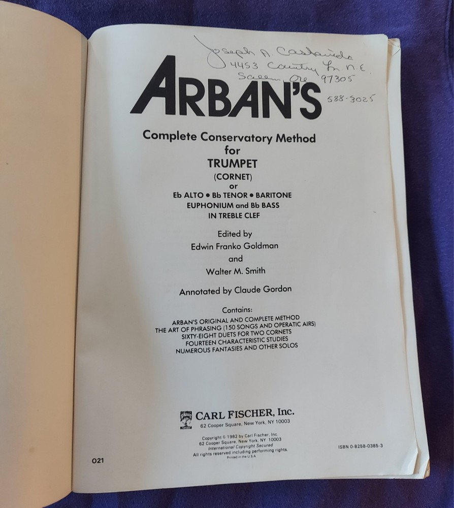 Arban’s Complete Conservatory Method, Trumpet The Authentic Edition 1982