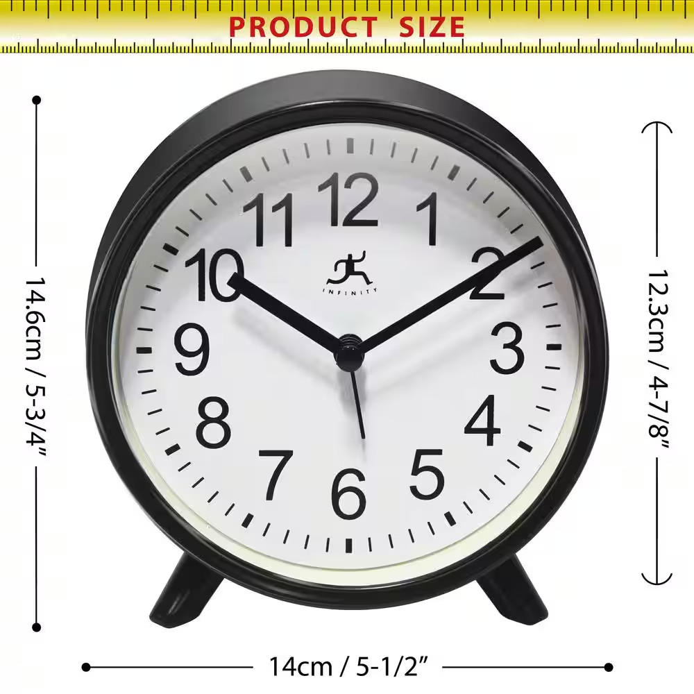 5.75 In. Tabletop Alarm Clock, Black
