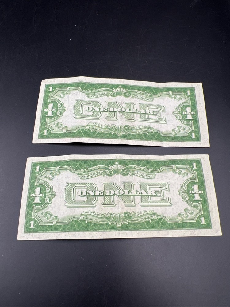 2 Consecutive 1934 $1 One Dollar Silver Certificates Funny Back Notes CH VF #92