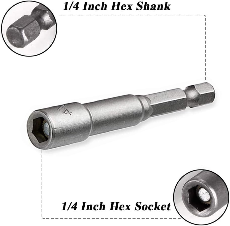 Mesee Pcs Power Nut Driver Set Inch Hex Shank Magnetic Extension Socket