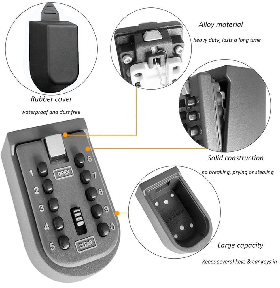 Key Lock Box for House Key, Lock Box with Combination Lock Wall Mount, 10 Dig...