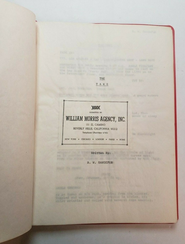 THE TAKE / B.W. Sandefur 1970's Unproduced Move Script Screenplay