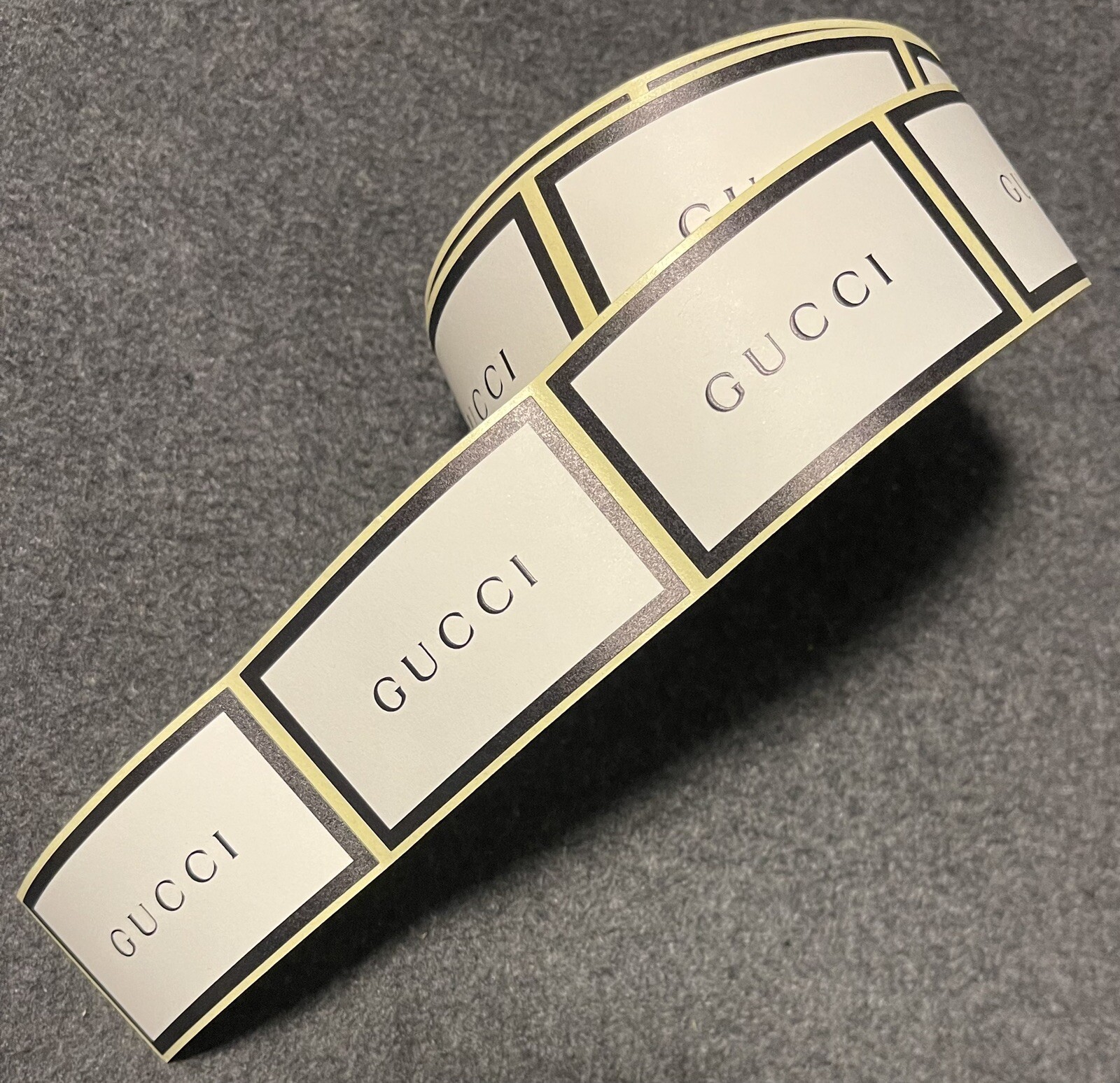 10 Authentic GUCCI Black & White Label Stickers - 2.75” x 1.5” Inches