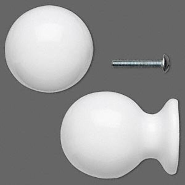 2 White Porcelain 41x31mm Round Drawer Pull Knobs or Jewelry Display *