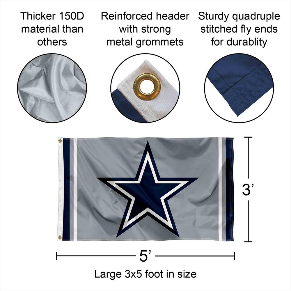 Dallas Silver Flag Pole and Bracket Kit