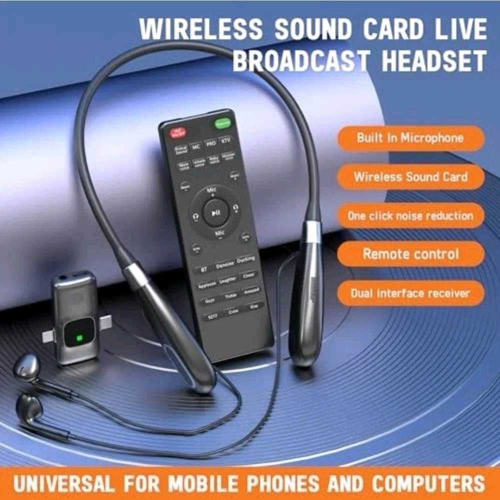 E8 Wireless Sound Card Live Streaming Earphones, Portable Multi-Function