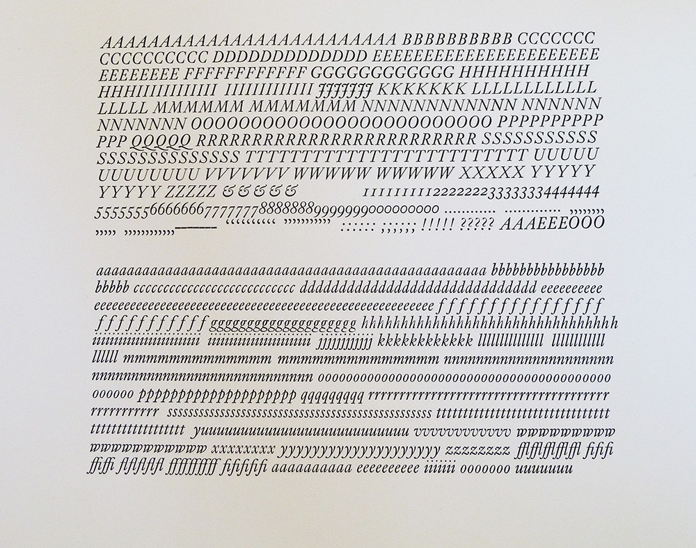 New Letterpress type - 12 point Ehrhardt Italic