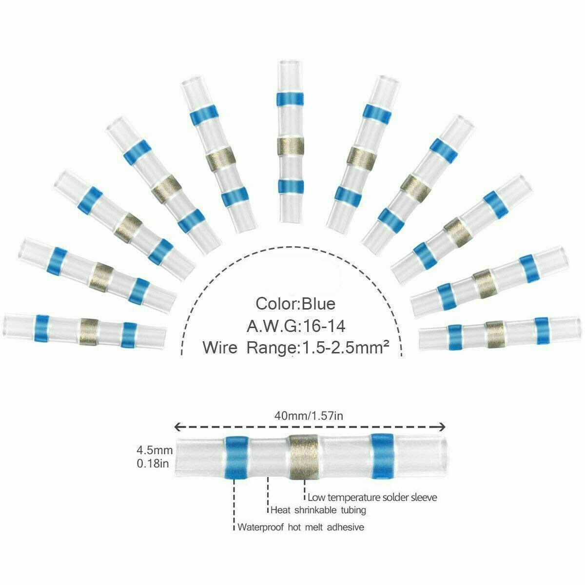 400Pcs Waterproof Solder Stick Seal Sleeve Heat Shrink Butt Wire Connectors Kit