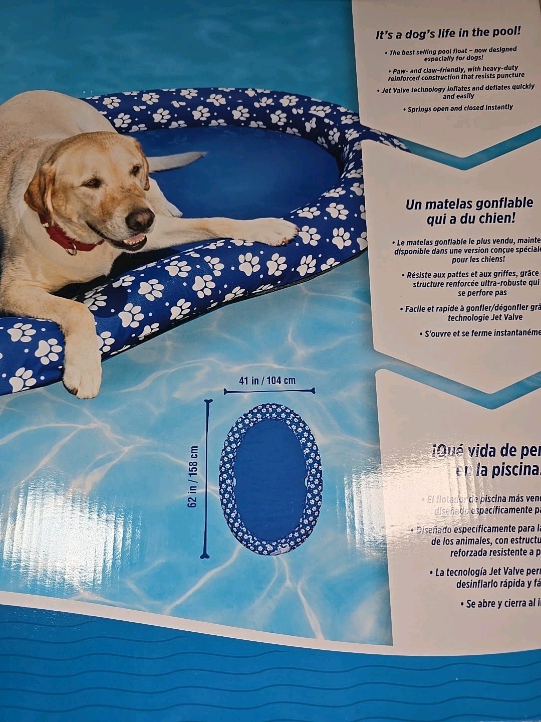SwimWays Paddle Paws Spring Float Dog Raft, Large (65 lbs. and Up), Blue