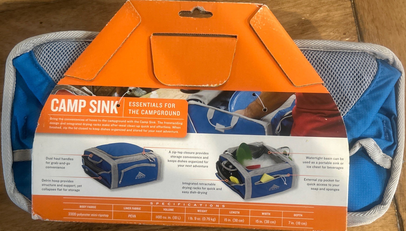 New Kelty Camping Sink Collapsible Camp Sink Blue Hiking Outdoors NWT