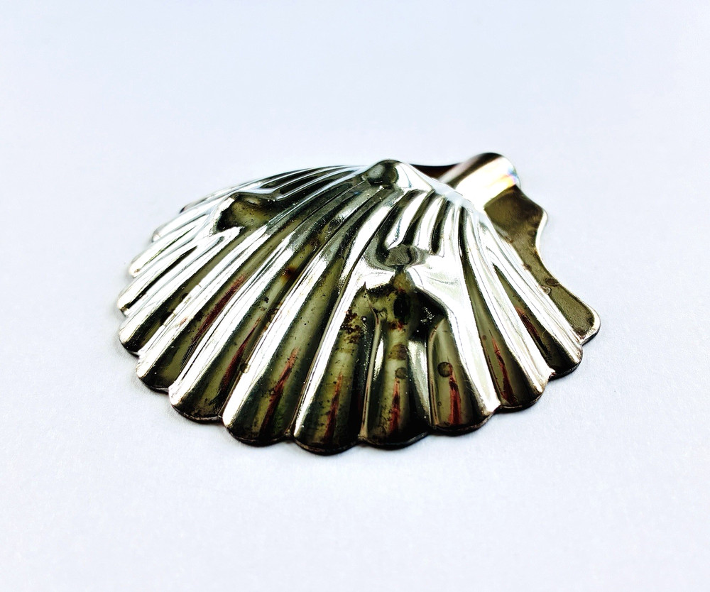 Lot of 4 Vintage Silver Plate Stackable Spoon Rest Dish Shell Seashell Footed