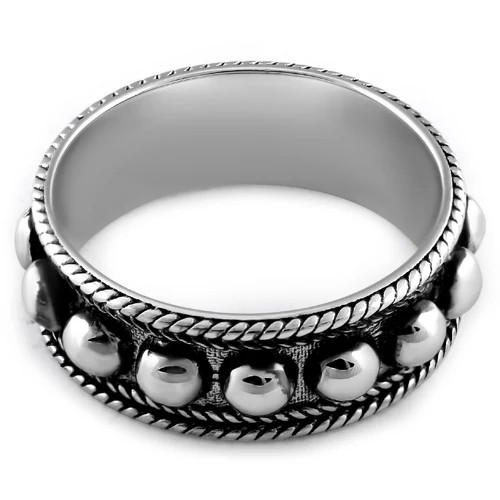 925 Sterling Silver Beaded Bali Design Ring