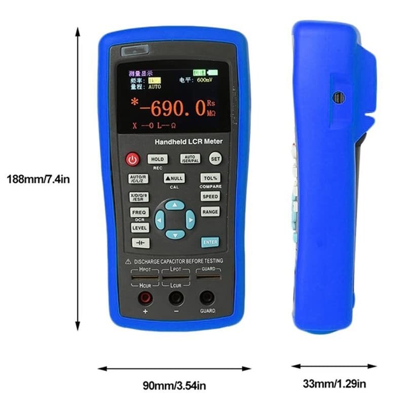 Digital Handheld LCR Bridge Meter Inductance Capacitance DC Resistance Tester