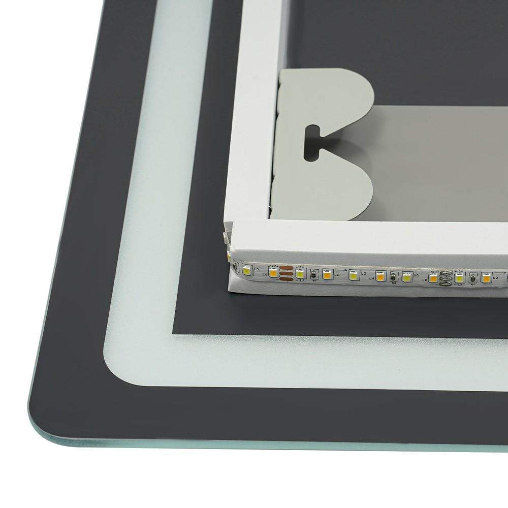 LED-Bathroom-Mirror Rectangular Dimmable Anti-Fog Mirror w/ Light Wall Mounted