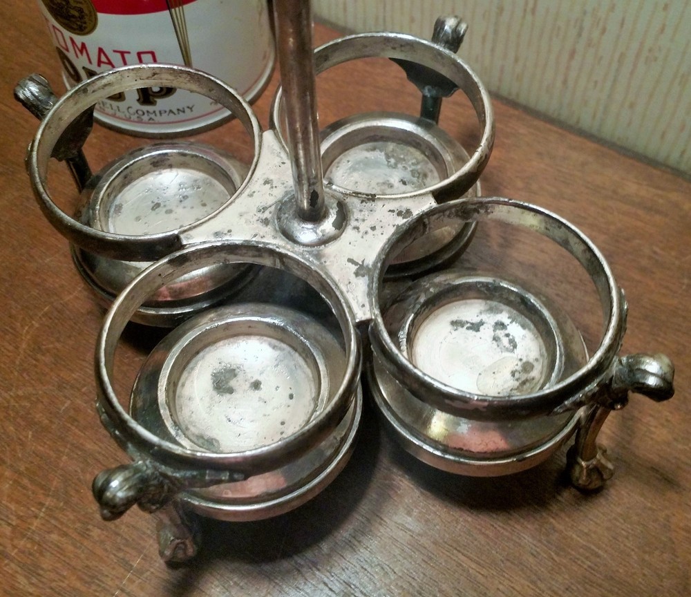 GARGOYLE reed & barton silver plate cruet caddy antique claw foot vampire bat