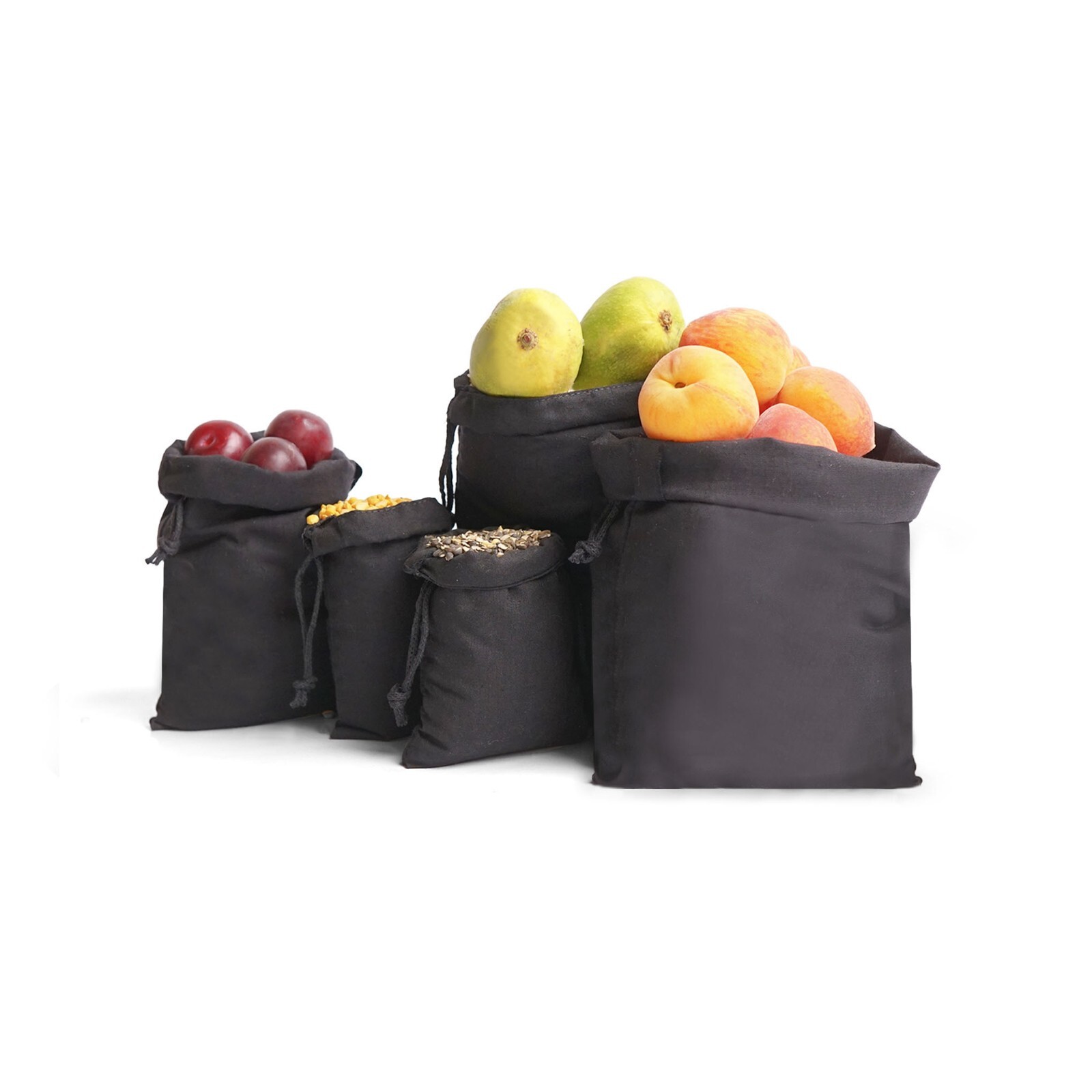 Biglotbags - Premium Black Cotton Single Drawstring Reusable Muslin Storage Bags